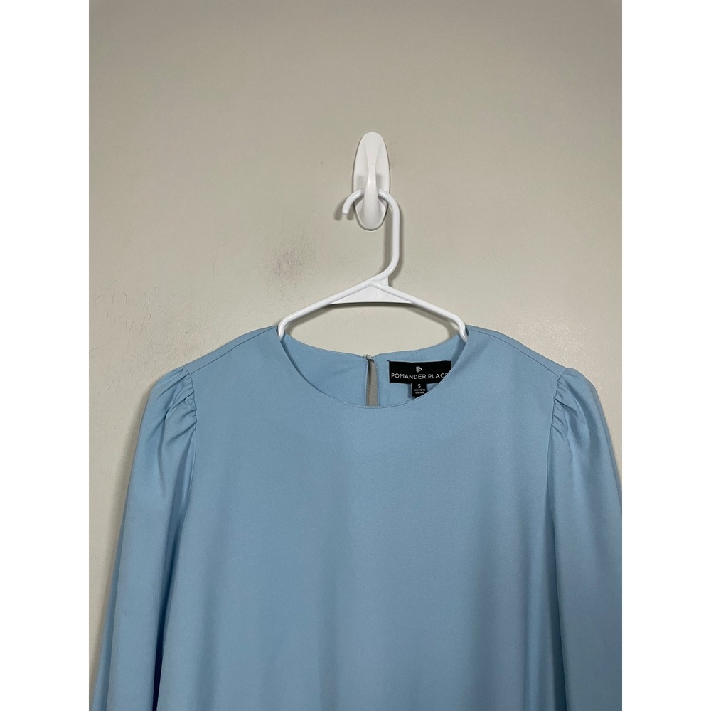 Tuckernuck Sky Blue Peplum Long-Sleeve Blouse - Picture 3 of 9